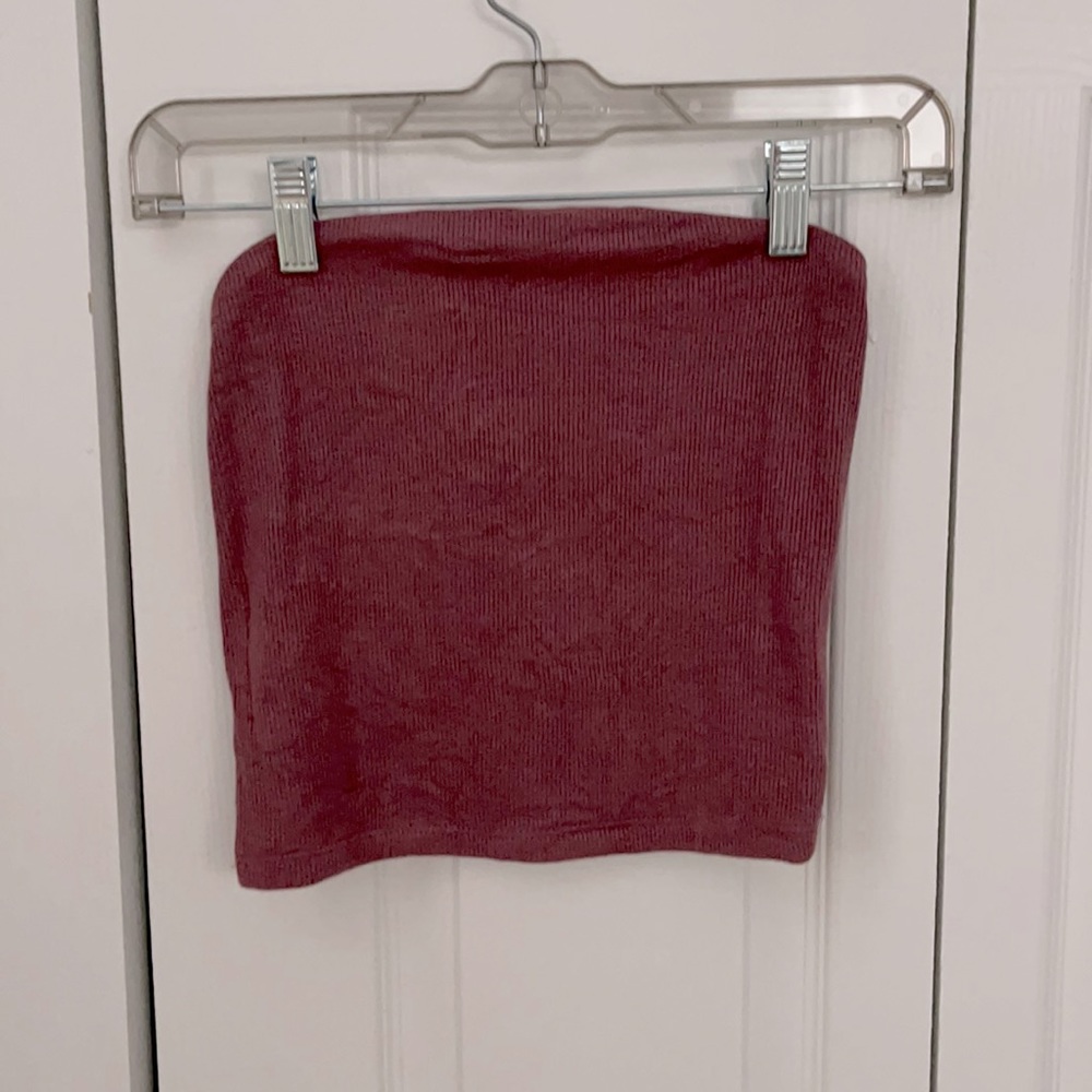 Dark pink ribbed tube top from American Eagle